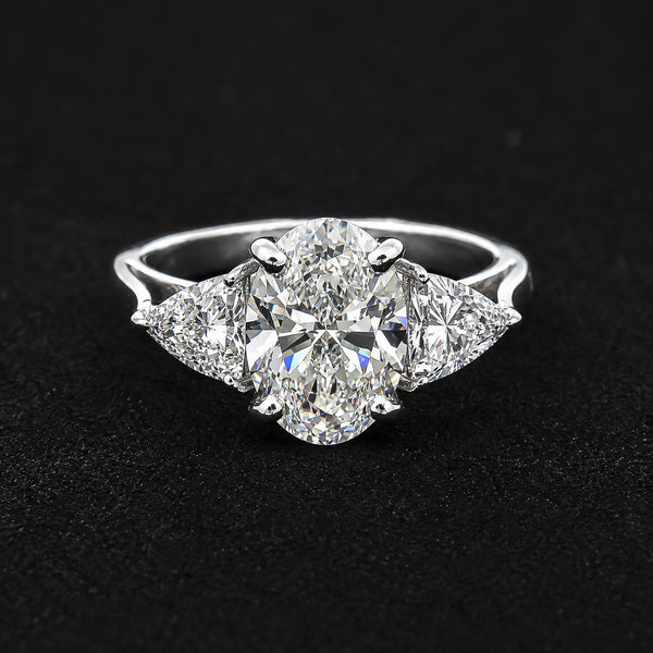 IGI Certified Lab Grown Diamond Oval-Cut Three-Stone Ring — 18K Solid Gold