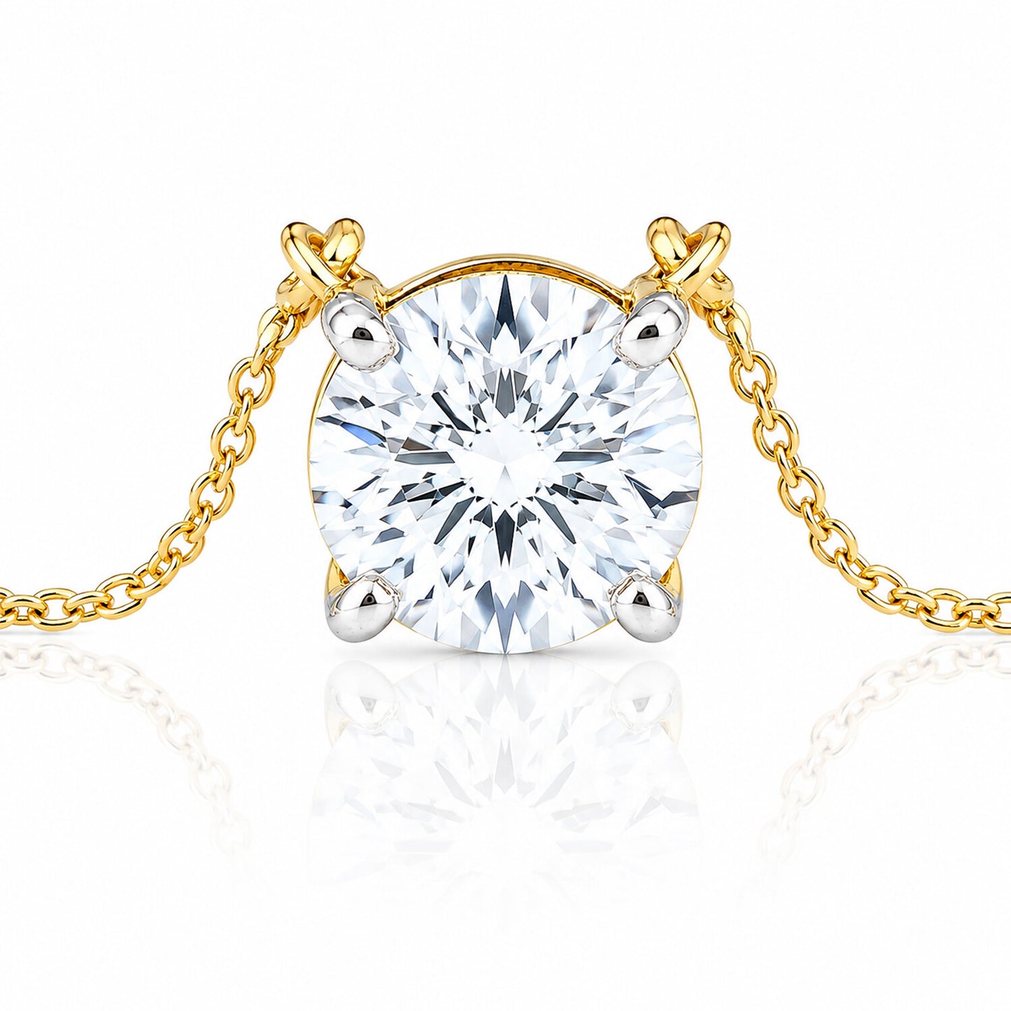 IGI Certified Lab Grown Diamond Round-Cut Solitaire Pendant Necklace — 14K/18K Solid Gold, Adjustable Chain