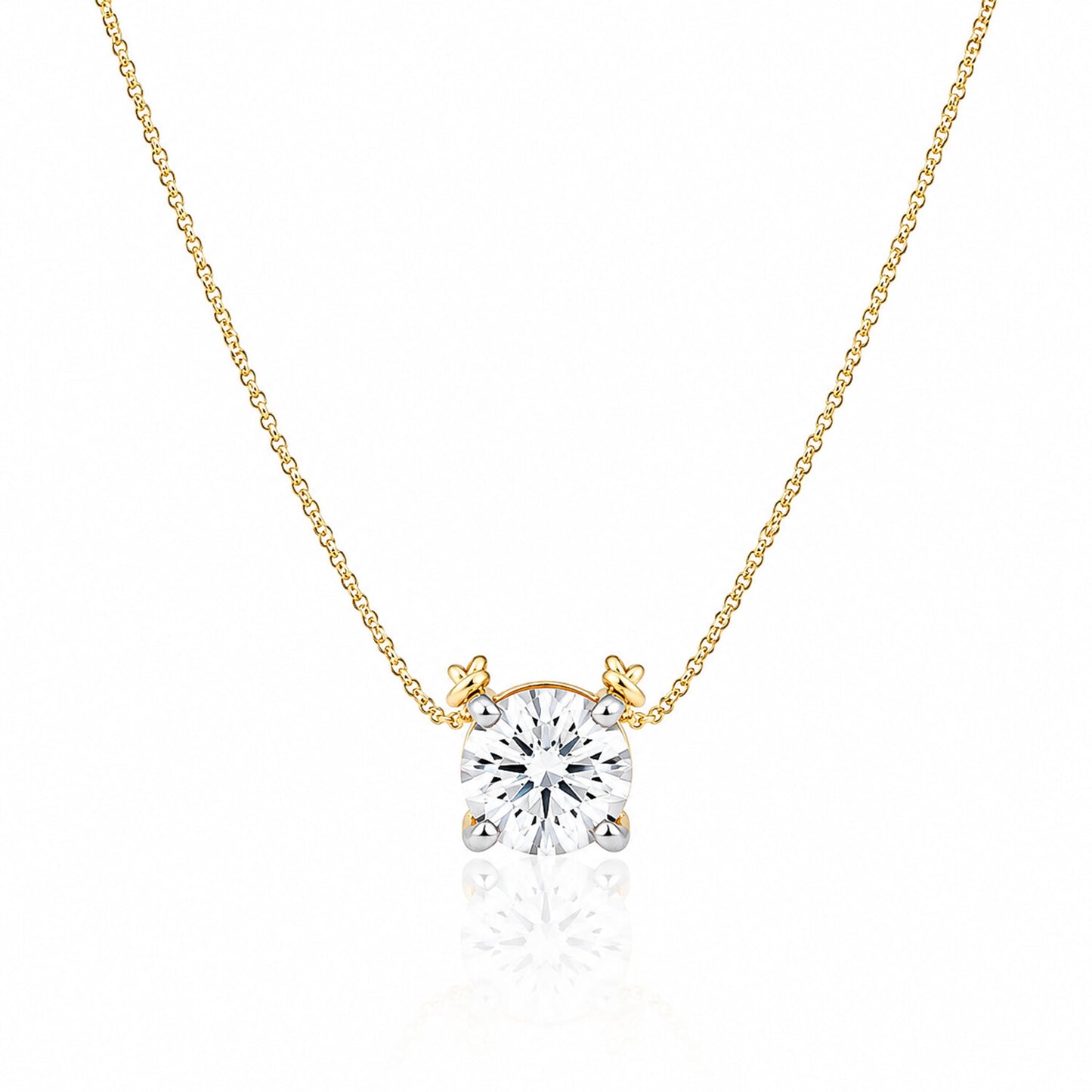 IGI Certified Lab Grown Diamond Round-Cut Solitaire Pendant Necklace — 14K/18K Solid Gold, Adjustable Chain