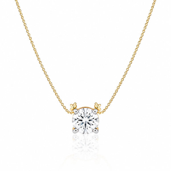 IGI Certified Lab Grown Diamond Round-Cut Solitaire Pendant Necklace — 14K/18K Solid Gold, Adjustable Chain