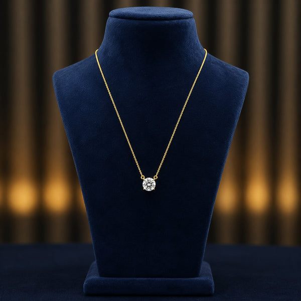 IGI Certified Lab Grown Diamond Round-Cut Solitaire Pendant Necklace — 14K/18K Solid Gold, Adjustable Chain