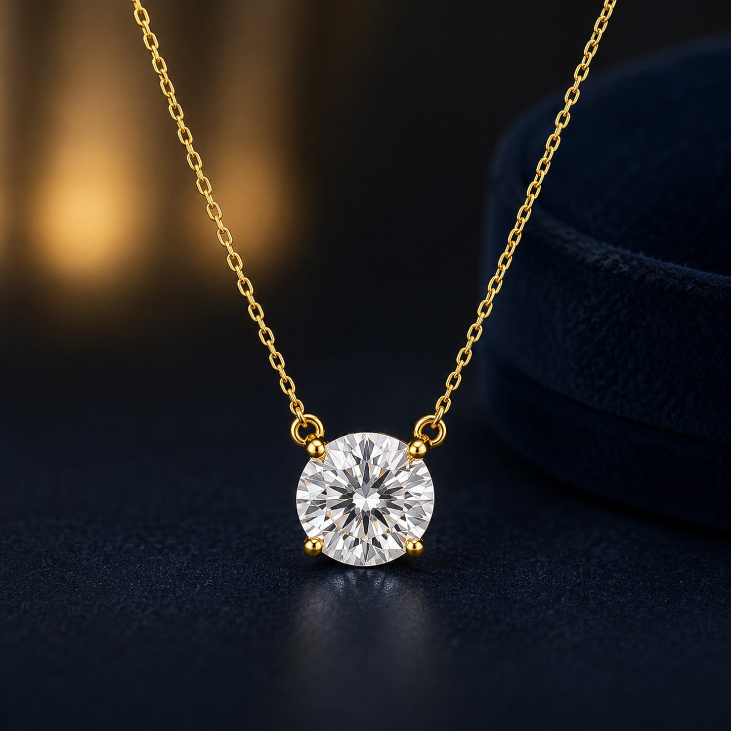 IGI Certified Lab Grown Diamond Round-Cut Solitaire Pendant Necklace — 14K/18K Solid Gold, Adjustable Chain