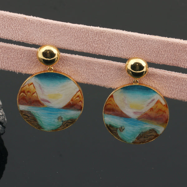 Lab Grown Onyx Pear Earrings — Solid 18K Gold
