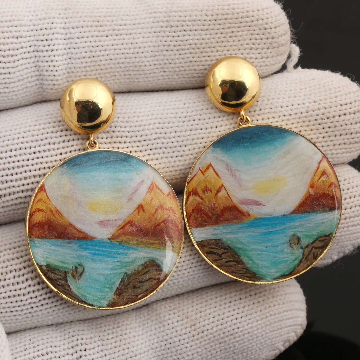 Lab Grown Onyx Pear Earrings — Solid 18K Gold