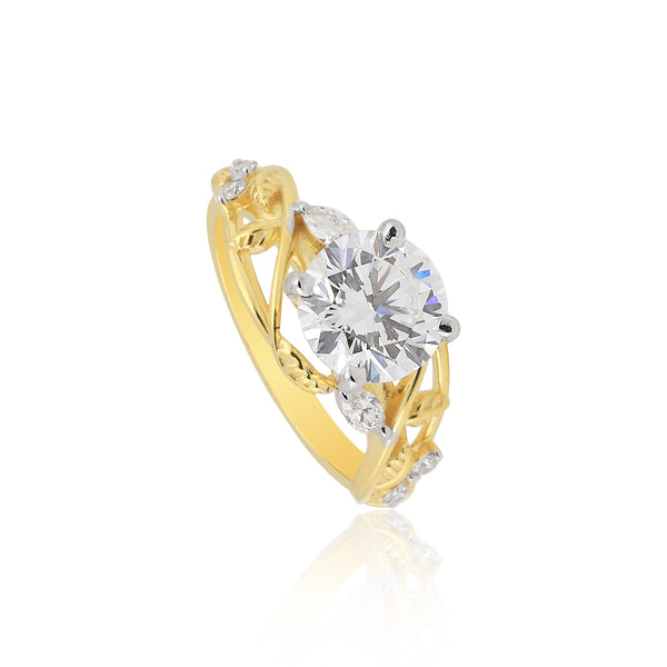 IGI Certified Lab Grown Diamond Round-Cut Halo Ring — 14K/18K Solid Gold