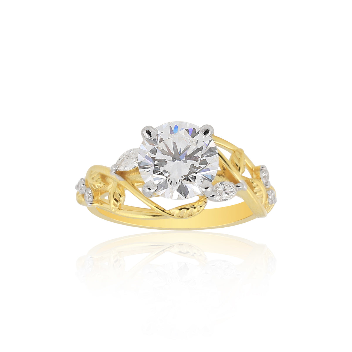 IGI Certified Lab Grown Diamond Round-Cut Halo Ring — 14K/18K Solid Gold