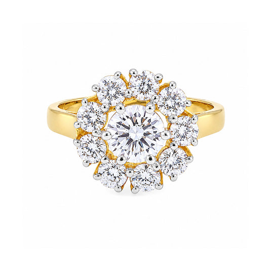 IGI Certified Lab Grown Diamond Round-Cut Halo Ring — 14K/18K Solid Gold