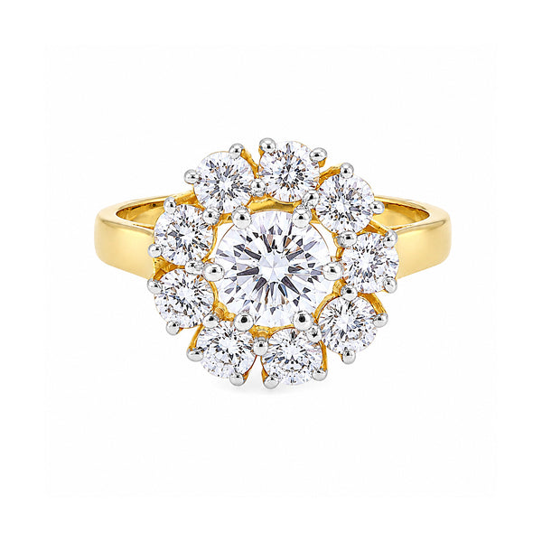 IGI Certified Lab Grown Diamond Round-Cut Halo Ring — 14K/18K Solid Gold