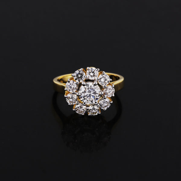 IGI Certified Lab Grown Diamond Round-Cut Halo Ring — 14K/18K Solid Gold