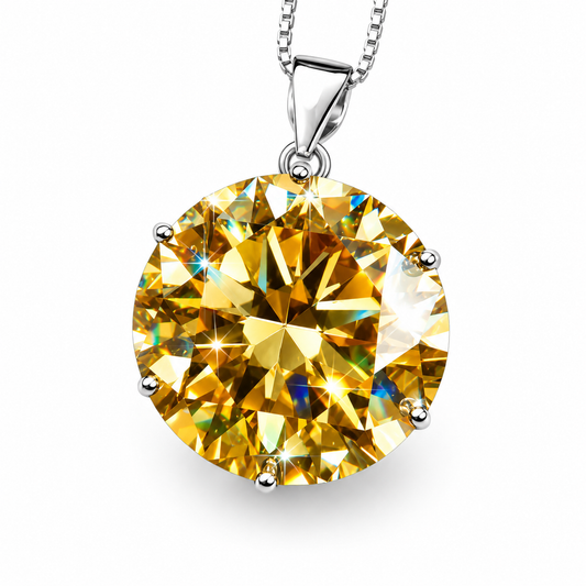 9.80 ct DEW Champagne Moissanite Pendant in Gold Vermeil