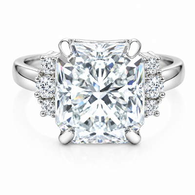 Certified 4.45ct VS1 Radiant White Moissanite Ring Fine Jewelry 18K Gold Plated