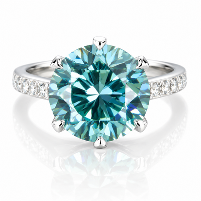 3.80ct VS1 Blue Moissanite Ring Certified Birthday Gift 18K Gold Plated