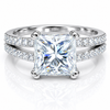 4.25 ct DEW White Moissanite Princess Solitaire Ring - 18K Gold Vermeil on 925 Sterling Silver