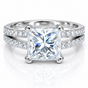 4.25 ct DEW White Moissanite Princess Solitaire Ring - 18K Gold Vermeil on 925 Sterling Silver