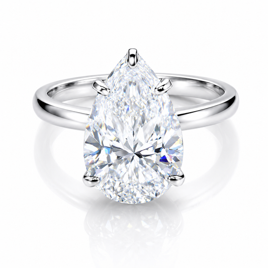 8.35 ct DEW White Moissanite Pear Solitaire Ring - 18K Gold Vermeil on 925 Sterling Silver