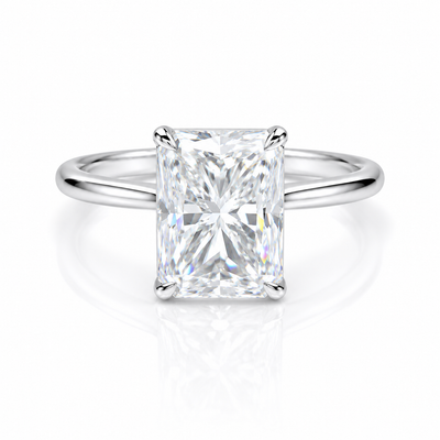 6.2 ct DEW White Moissanite Radiant Solitaire Ring - 18K Gold Vermeil on 925 Sterling Silver