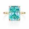 10.4ct DEW Blue Moissanite Emerald Solitaire Ring