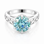5.5ct DEW Blue Moissanite Round Solitaire Ring