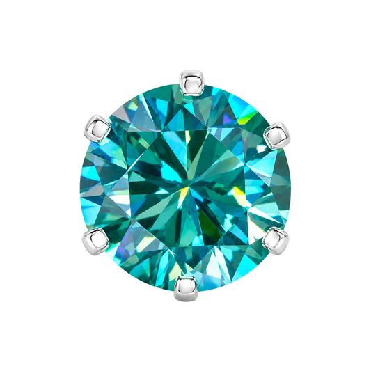 17.2 ct DEW Blue Moissanite Round Solitaire Ring - 18K Gold Vermeil on 925 Sterling Silver