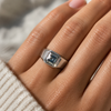 3.7 ct DEW Grey Moissanite Asscher Solitaire Ring - 18K Gold Vermeil on 925 Sterling Silver