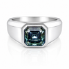 3.7 ct DEW Grey Moissanite Asscher Solitaire Ring - 18K Gold Vermeil on 925 Sterling Silver