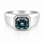 3.7 ct DEW Grey Moissanite Asscher Solitaire Ring - 18K Gold Vermeil on 925 Sterling Silver