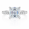 4.7 ct DEW White Moissanite Asscher Solitaire Ring - 18K Gold Vermeil on 925 Sterling Silver