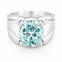 8.3ct DEW Blue Moissanite Cushion Solitaire Ring