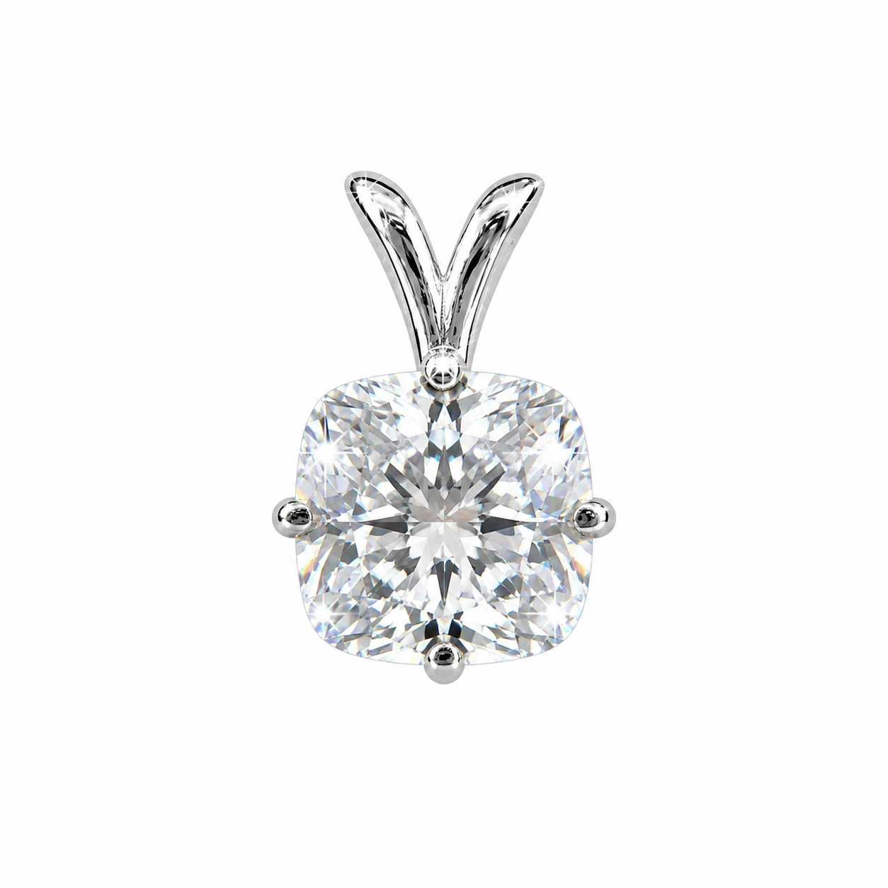 5.20 ct DEW Cushion Cut White Moissanite Solitaire Pendant Gold Vermeil Jewelry