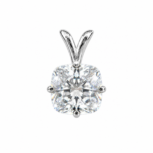 5.20 ct DEW Cushion Cut White Moissanite Solitaire Pendant Gold Vermeil Jewelry