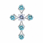 5.00 ct DEW Round Cut Blue & White Moissanite In Gold Vermeil Plus-Shape Necklace