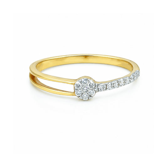 0.17 Ct. IGI Certified Natural Diamond 18k Yellow Gold Floral Design Ring