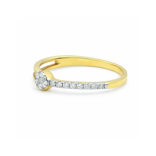 0.17 Ct. IGI Certified Natural Diamond 18k Yellow Gold Floral Design Ring