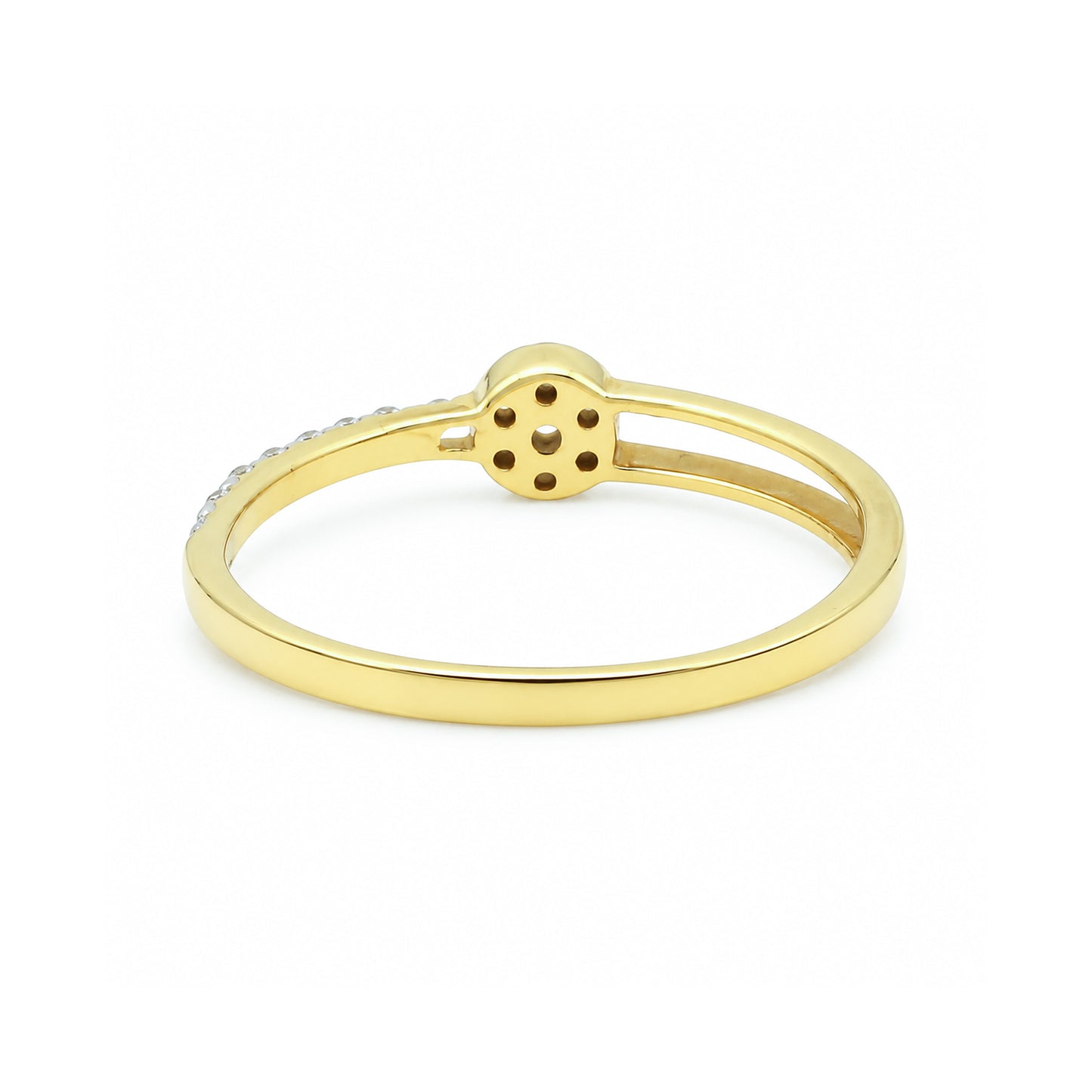 0.17 Ct. IGI Certified Natural Diamond 18k Yellow Gold Floral Design Ring