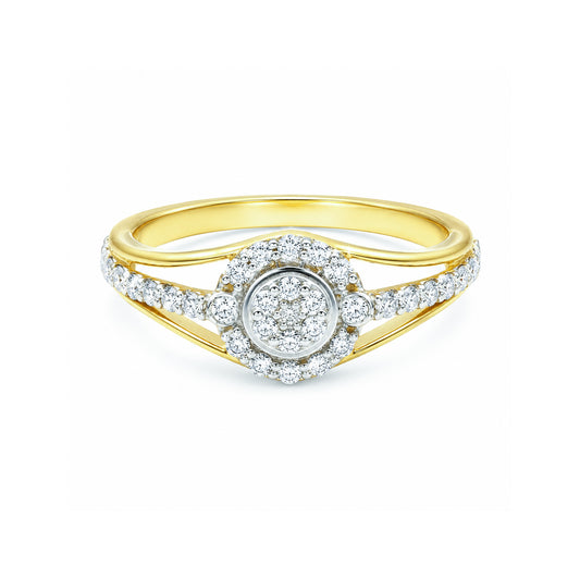 0.41 Ct. IGI Natural Diamond Floral Halo Ring in 18K Yellow Gold for Women Gift