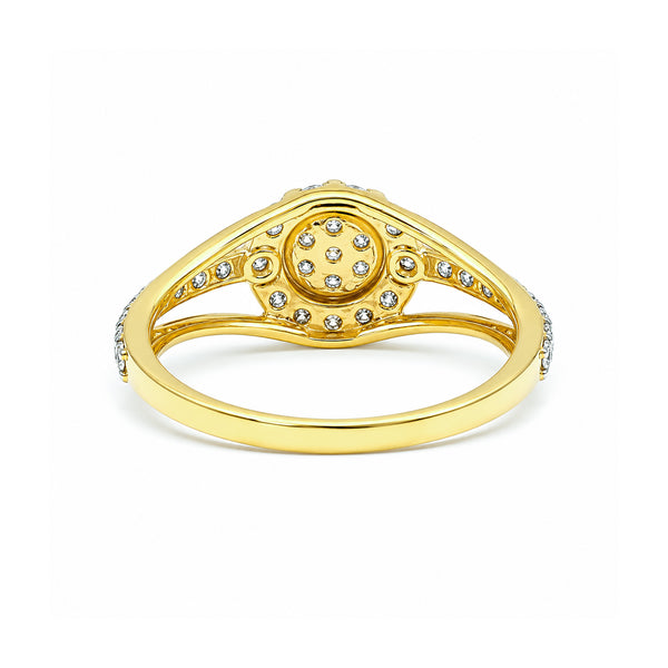 0.41 Ct. IGI Natural Diamond Floral Halo Ring in 18K Yellow Gold for Women Gift
