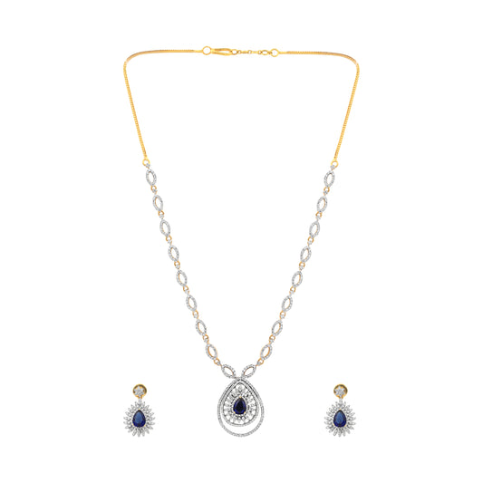 2.95 Ct. IGI Certified Natural Diamond Necklace Set 18K Yellow Gold Earrings