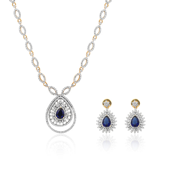 2.95 Ct. IGI Certified Natural Diamond Necklace Set 18K Yellow Gold Earrings