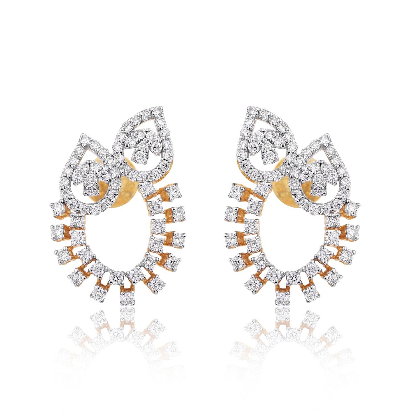 1.05 Ct Natural 18KT Gold Stud Earrings Diamond earrings for girls