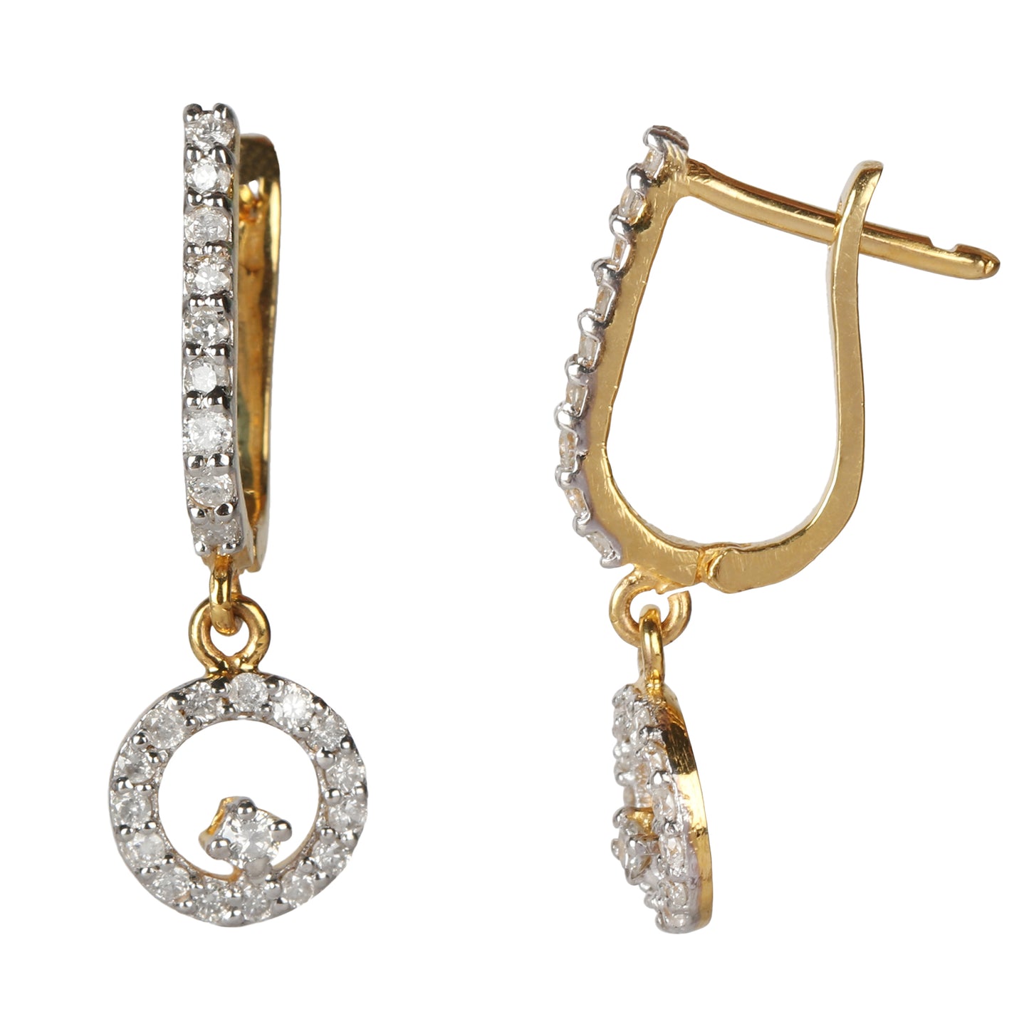 18K Yellow Gold Earrings Dangle & Drop with EGL Certified Diamonds 0.53 Ct.