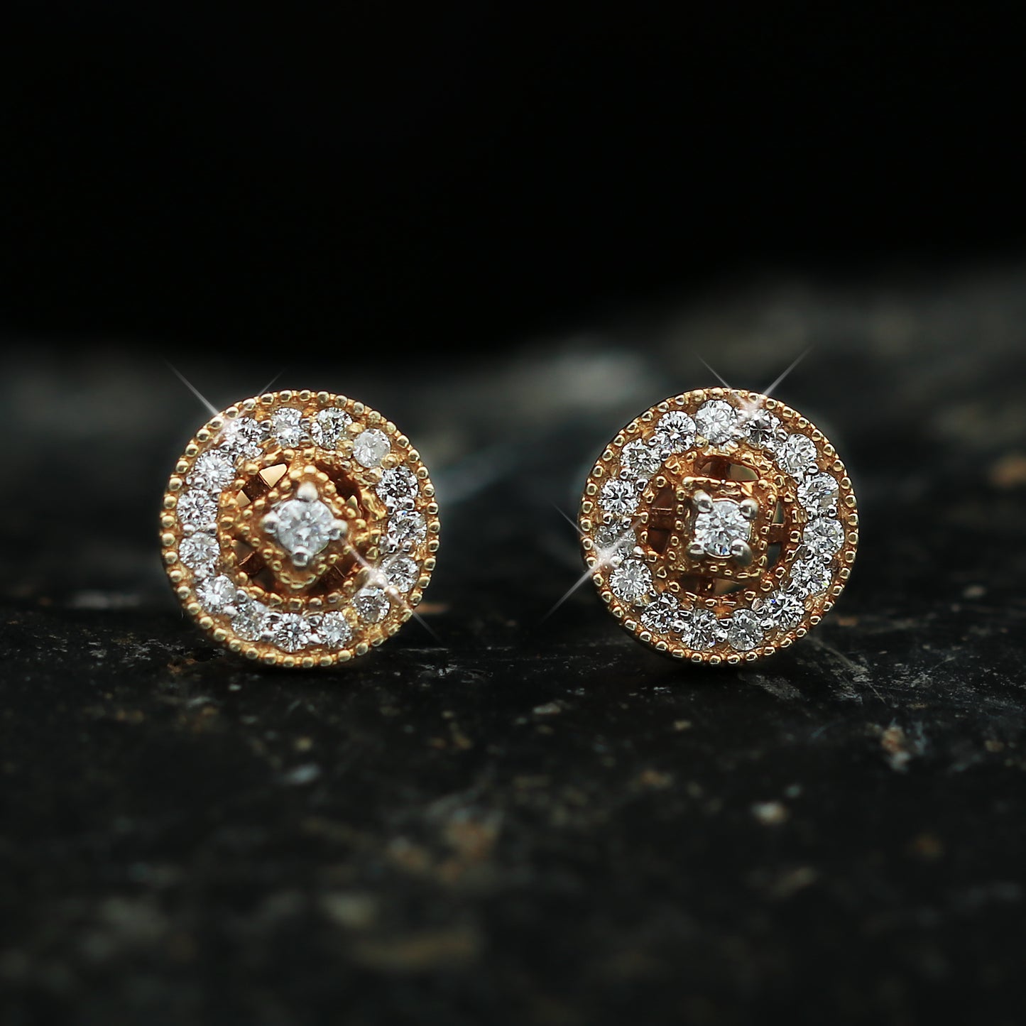 18K Rose Gold Diamond Stud Earrings with 0.40 Ct. Certified