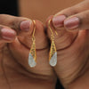 Natural Diamond Earrings 0.61 Ct. Certified in 18K Yellow Gold Dangle Drop