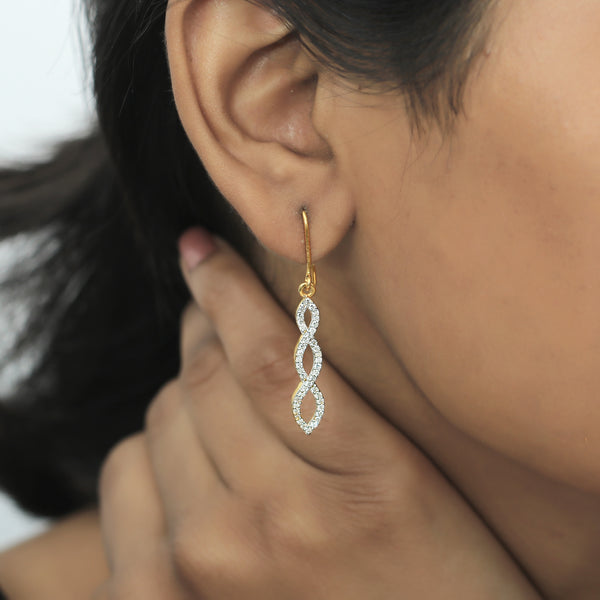 18K Yellow Gold Drop Earrings with Natural Diamond 0.68 Ct. Certified