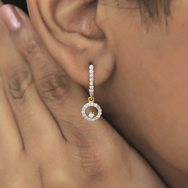 18K Yellow Gold Earrings Dangle & Drop with EGL Certified Diamonds 0.53 Ct.