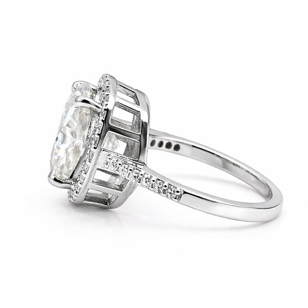 Round lab-grown diamond ring worn on hand, classic engagement styling