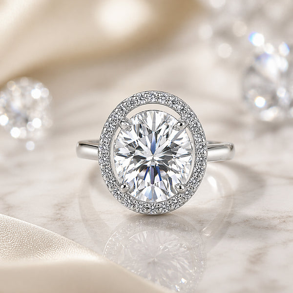 3.45 ct DEW Certified White Moissanite Ring for Women – Jewelry Gift 18K Gold Plated Ve 18K Gold Plated