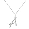 Natural Diamond Initial Letter A Pendant, White Gold - Detail View