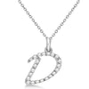 Natural Diamond Initial Letter D Pendant, White Gold finish, 3 Micron Vermeil - GEMHUB & CO.