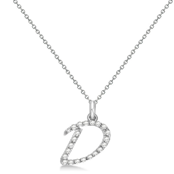Lab Grown Diamond Initial Letter D Pendant, White Gold - Detail View