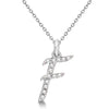 Natural Diamond Initial Letter F Pendant, White Gold finish, 3 Micron Vermeil - GEMHUB & CO.